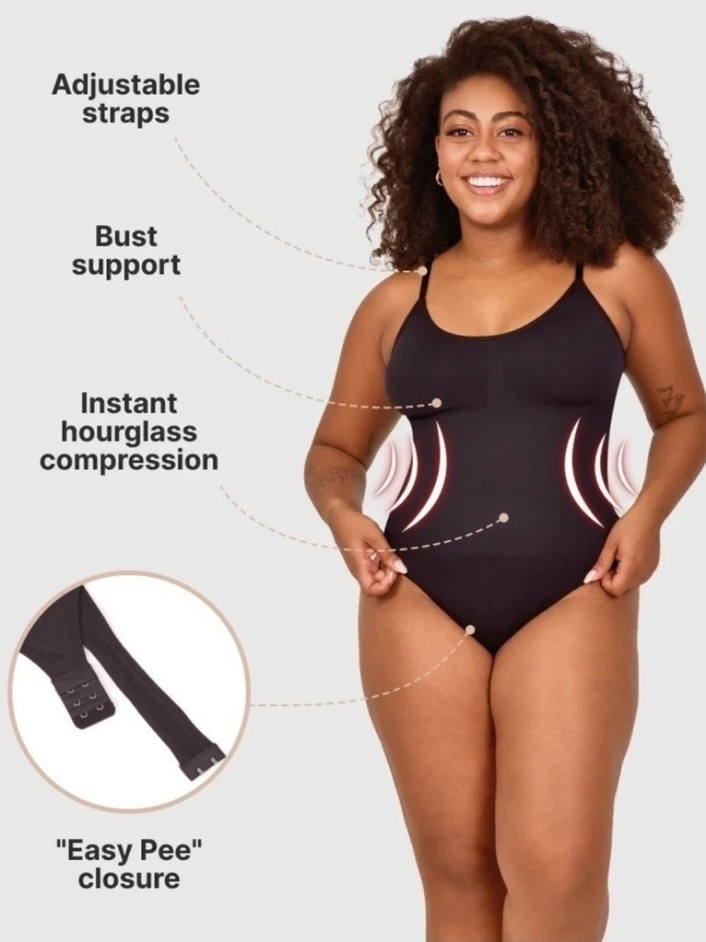 Revenge X Body Women’s Black Shaping Bodysuit with Adjustable Straps XL